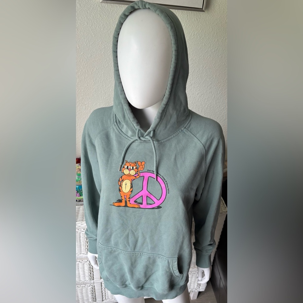 Fat Tiger Hooded Sweatshirt 2014 Workshop World Peace in Green Color Size L